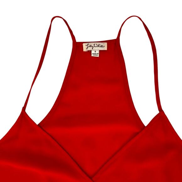 Red Crossover Front Camisole Size Small Sleeveless Sheer Blouse Fairy Romantic - Picture 7 of 11